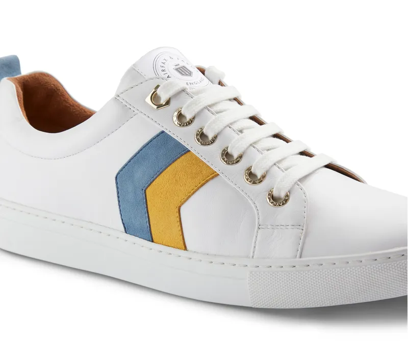 Fairfax and Favor The Alexandra Leather Trainer Cornflower/Mango-3
